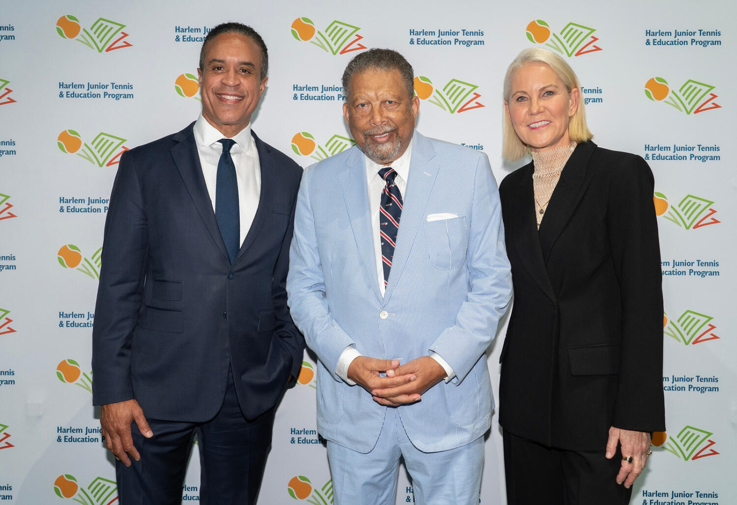 Maurice Dubois and Honorees Jim Kelly & Rennae Stubbs at 2023 HJTEP Gala
